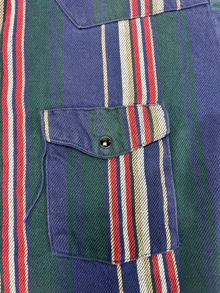 Vintage 80s/90s Dakota Striped Double Pocket Long Sleeve Button Up Shirt Size XL