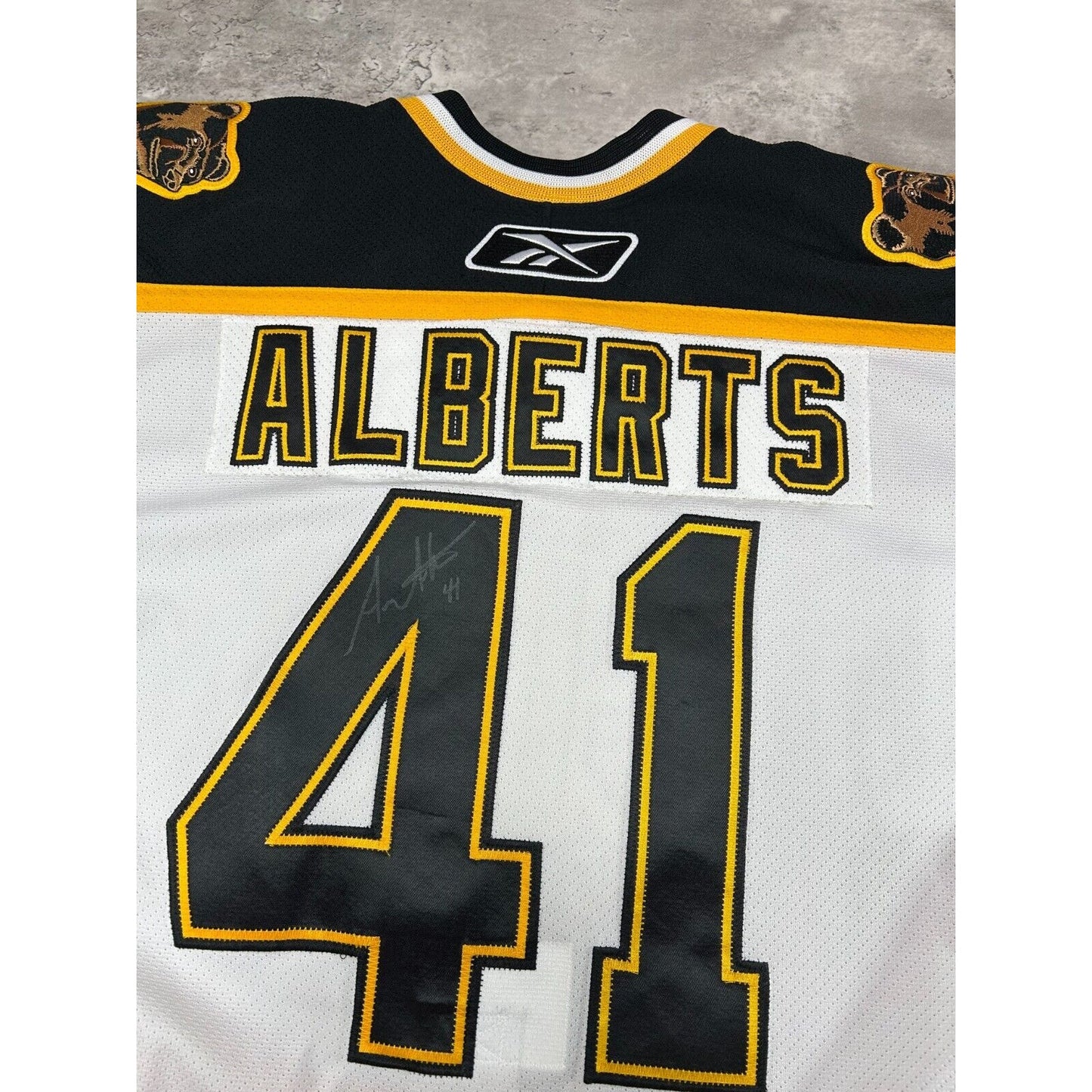 Vintage Andrew Alberts #41 Boston Bruins NHL Reebok On Ice Jersey Size 48 XL