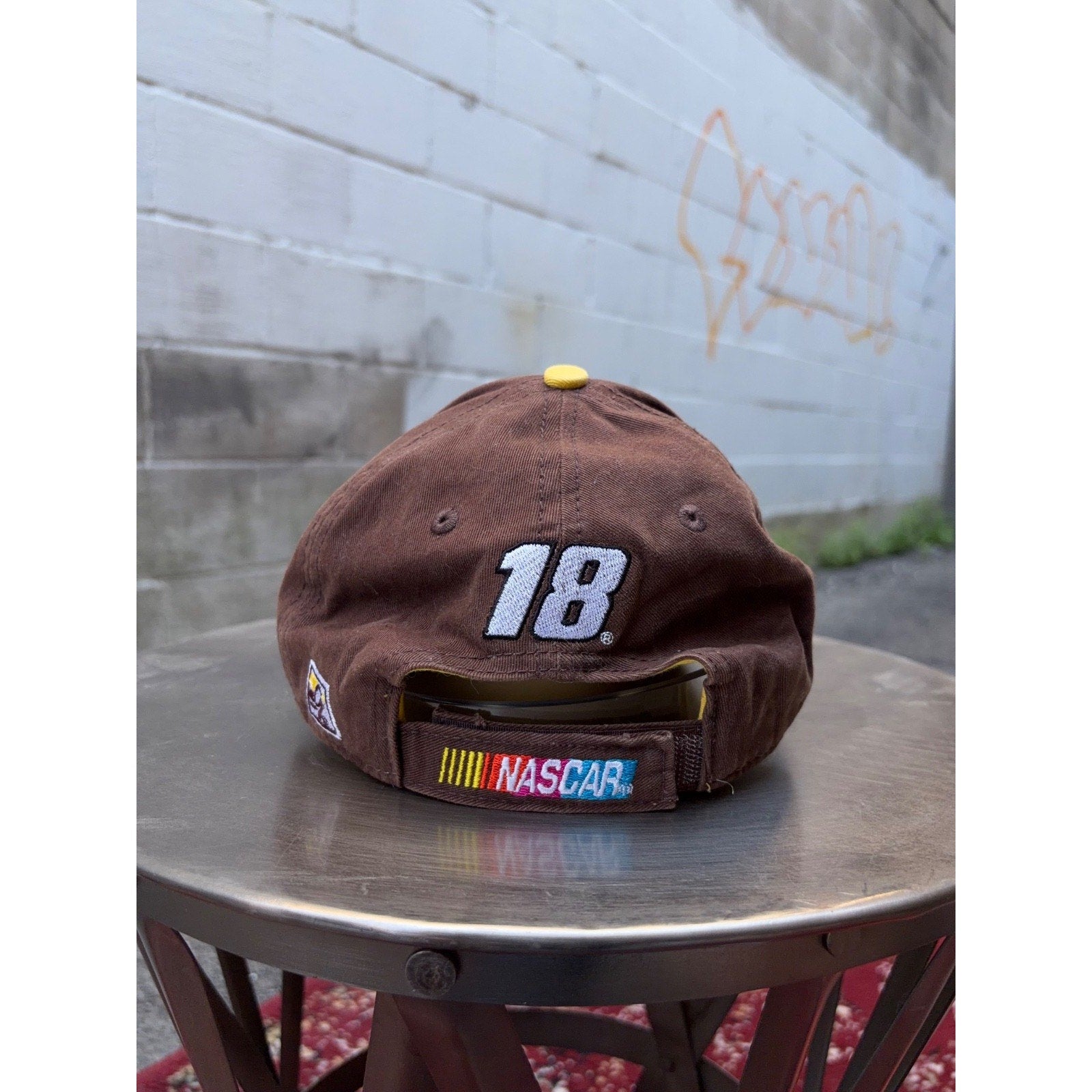 Vintage M&M Racing Embroidered Mascot Graphic Spellout Strapback Hat OSFA