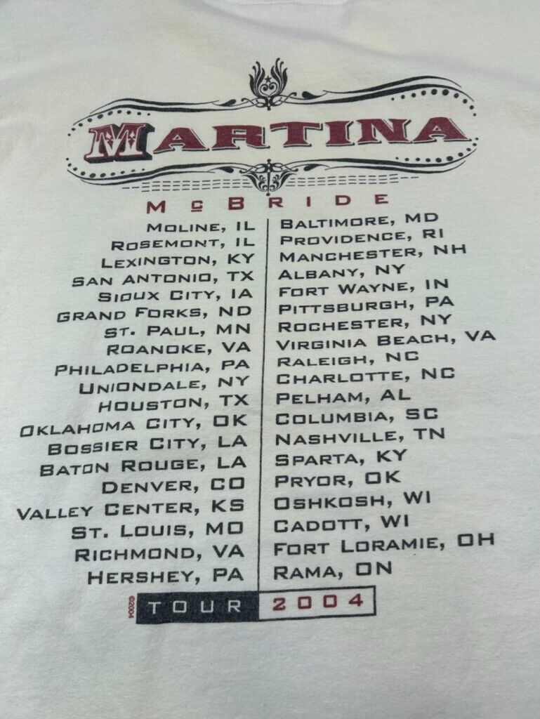 Vintage 2004 Martina McBride Country Music Tour T-Shirt Size Medium White