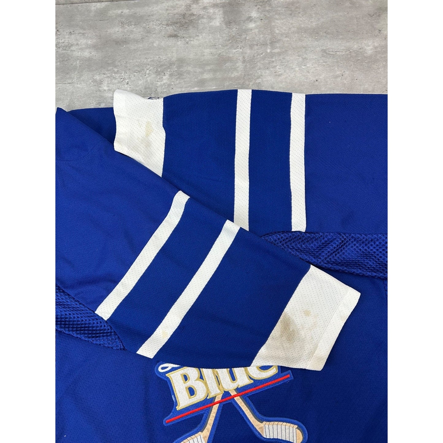 Vintage 90s Labbatt Blue Stitched CCM Hockey Jersey Size XL Blue