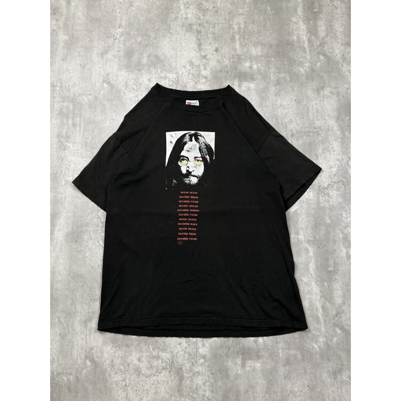 Vintage 90s John Lennon Portrait Graphic Rock Music Band T-Shirt Size XL