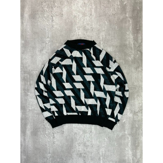 Vintage 80s/90s Abstract Geometric Print Knit Sweater Size Medium
