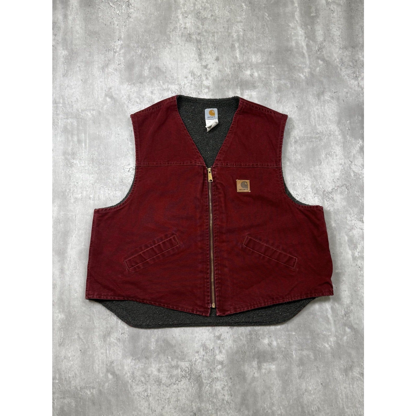 Vintage Carhartt Fleece Lined Canvas Workwear Vest Jacket Size 2XL V13CRI