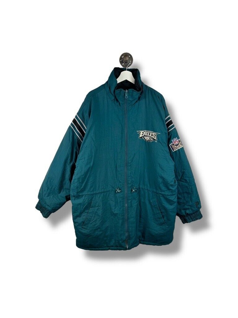Vintage 90s Philadelphia Eagles NFL Reversible Pro Player Long Jacket Size XL