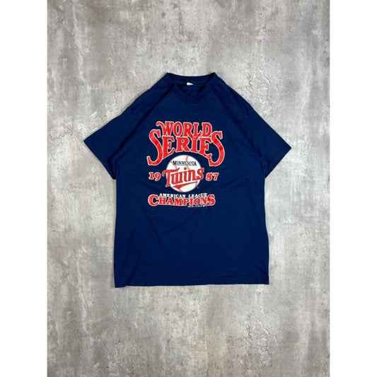 Vintage 1987 Minnesota Twins MLB World Series Champs Baseball T-Shirt Size XL
