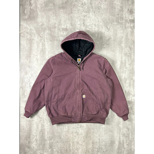 Vintage Women's Carhartt Insulated Canvas Workwear Hooded Active Jacket Size 2XL