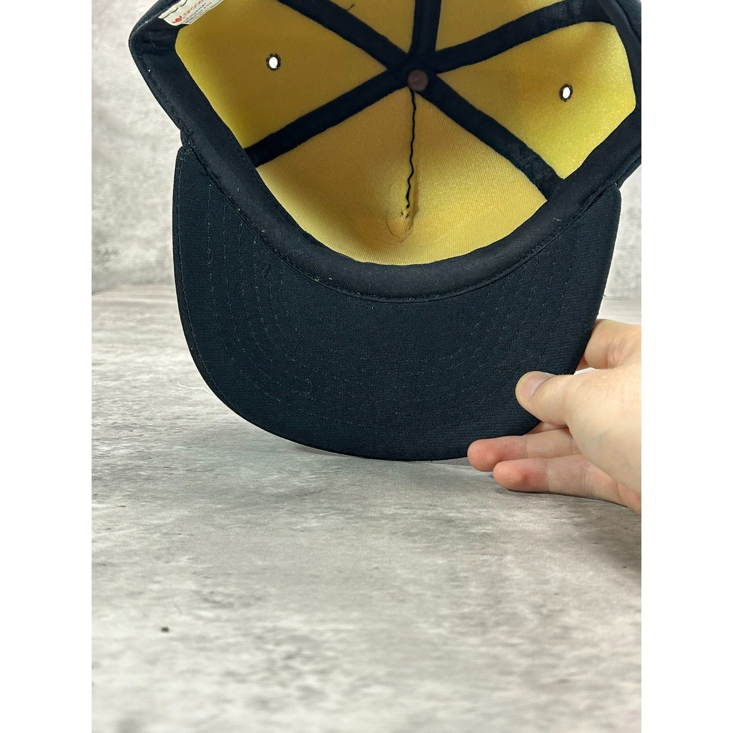 Vintage 80s Snap-On Graphic Spellout Foam Snapback Trucker Hat OSFA Black