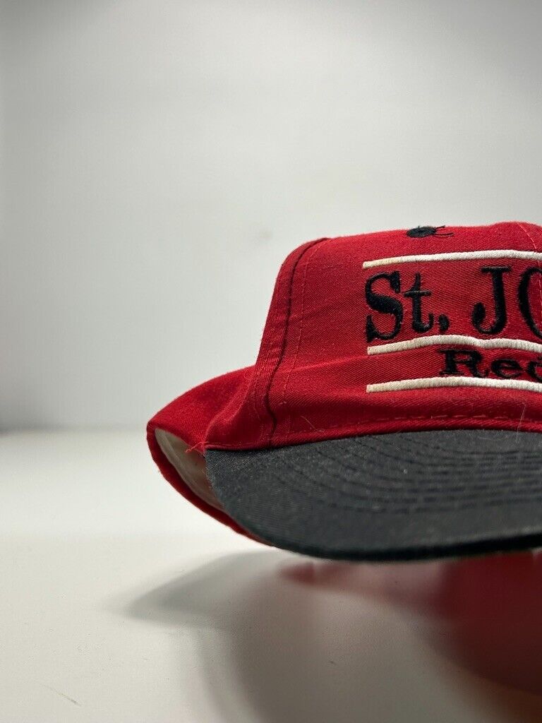 Vintage 90s St johns University NCAA Embroidered Spell Out Snapback Hat OSFA Red