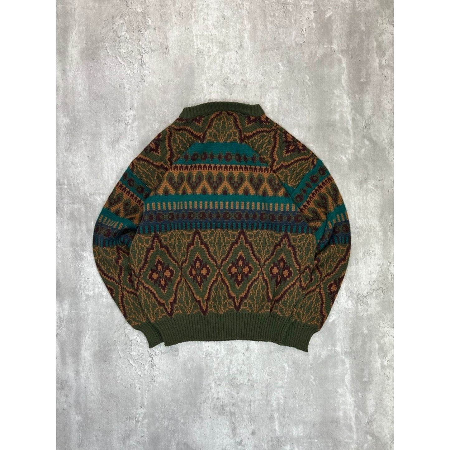 Vintage 90s Celebrity Club Abstract Striped Pullover Knit Sweater Size XL