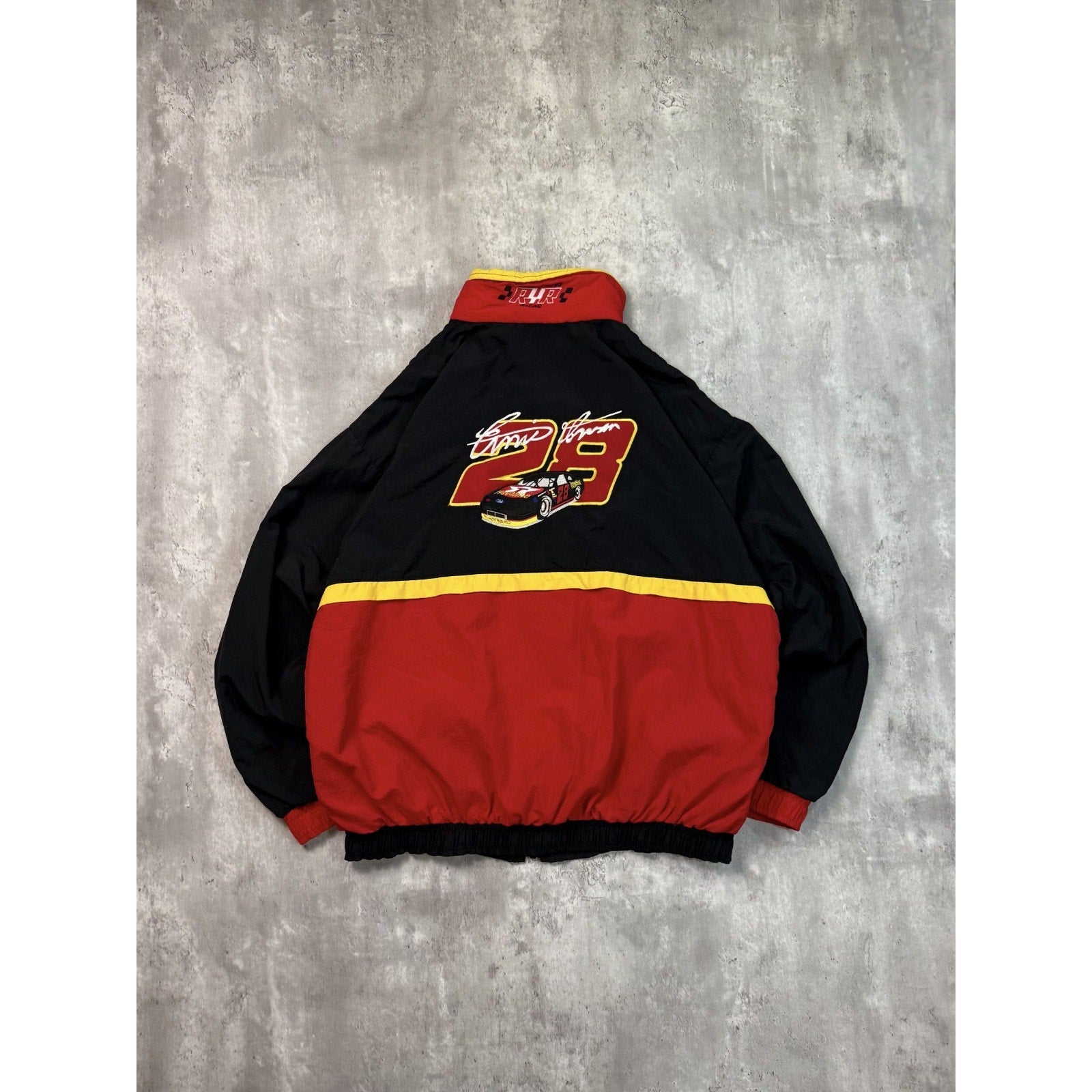 Vintage 90s Ernie Irvan #28 Nascar Texaco Racing Windbreaker Jacket Size Large