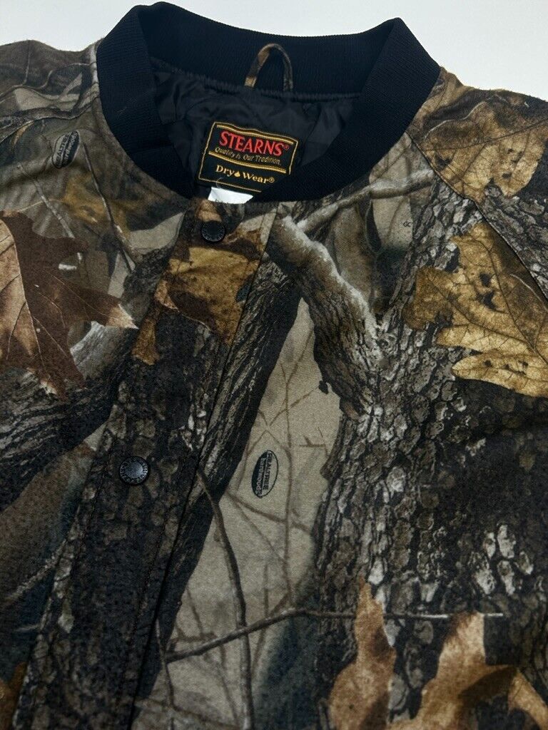Vintage Stearns Real Tree Hardwoods Camo Insulated Over Coat Jacket Size Large