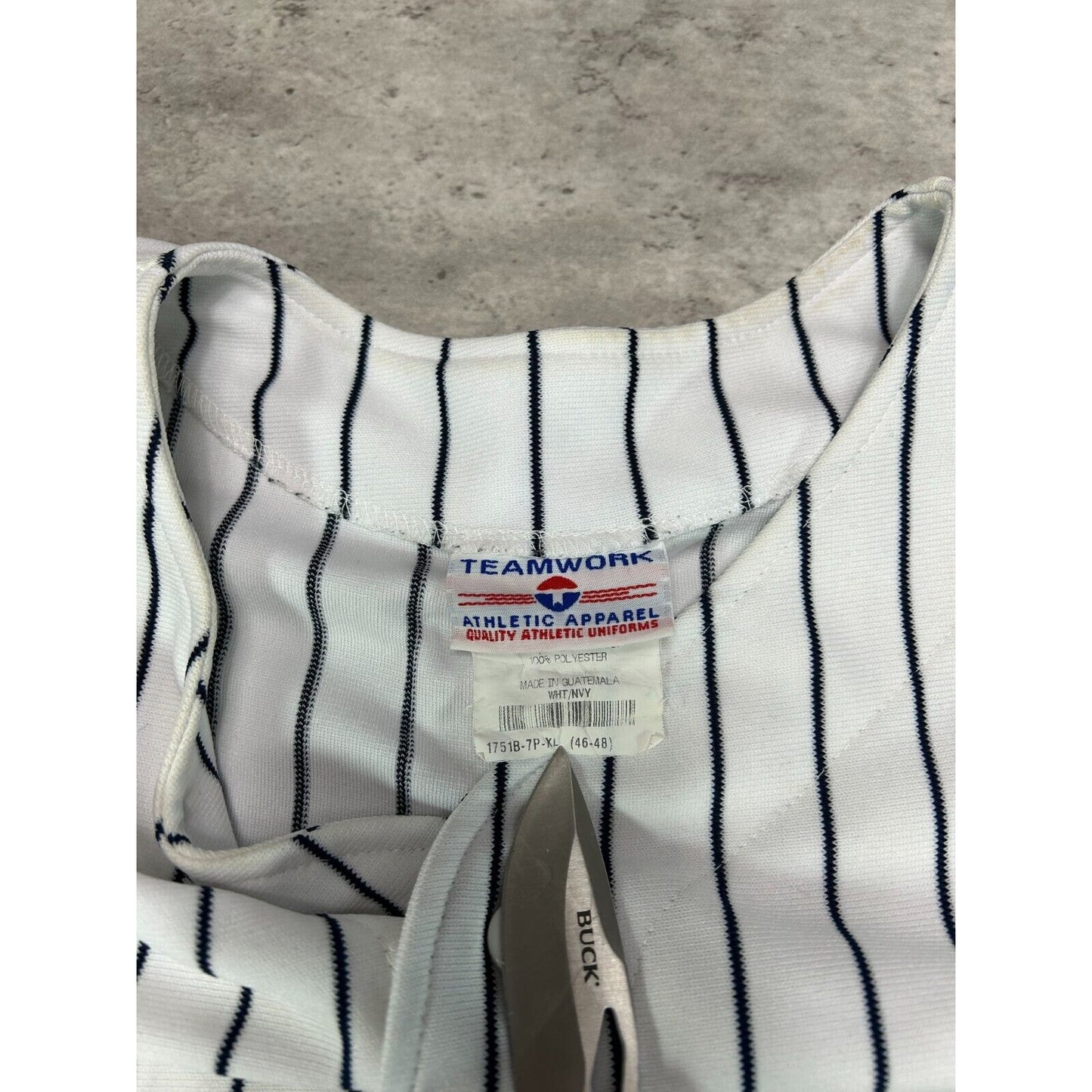 Vintage HRI #10 Embroidered Pinstripe Baseball Jersey Size XL White