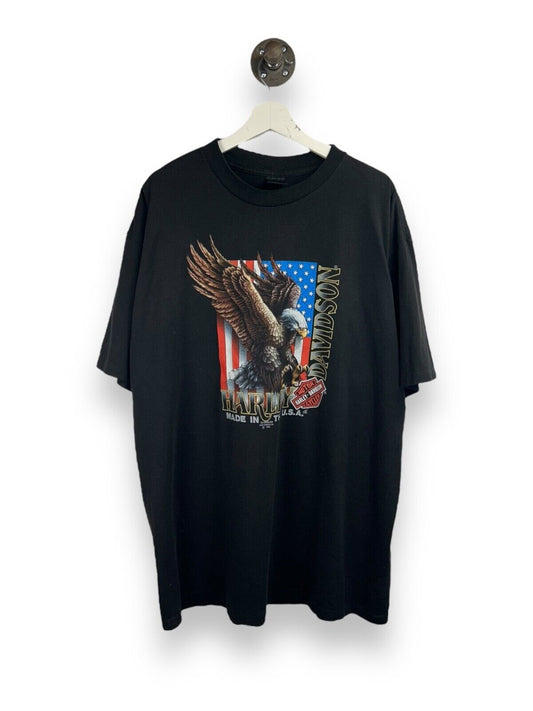 Vintage 1991 3D Emblem Harley Davidson Bald Eagle Graphic T-Shirt Size 3XL