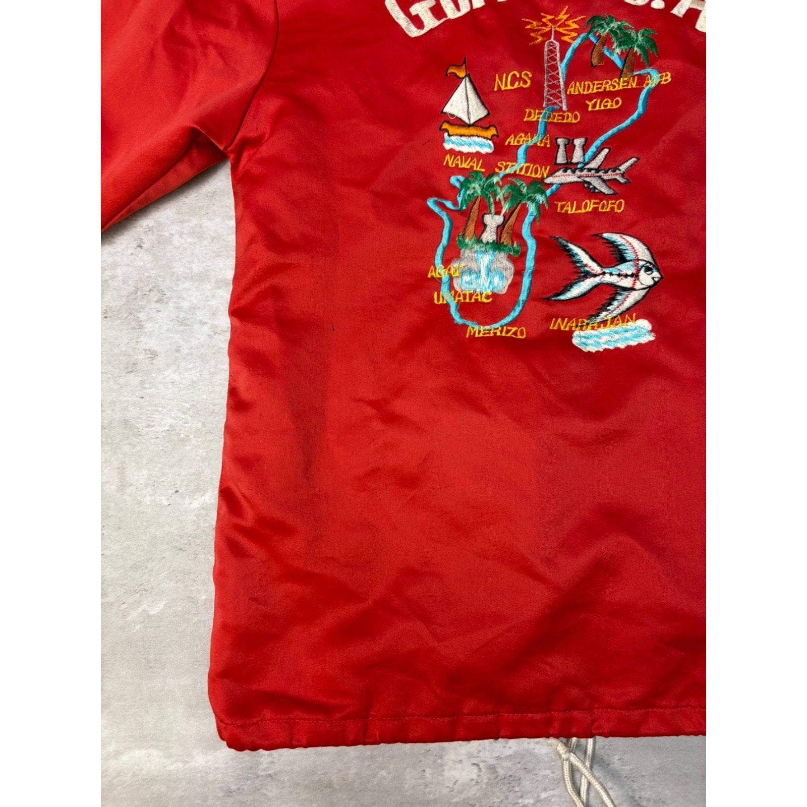 70s/80s Guam USA Embroidered Lightweight Varsity Souvenir Jacket Size Small