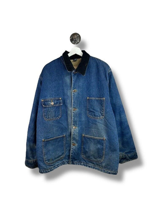 Vintage Big Mac Sherpa Lined Medium Wash Denim Workwear Chore Jacket Size Large