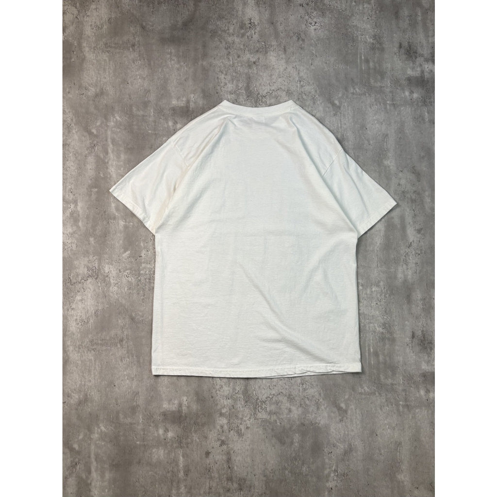 Vintage 90s Giraffe Nature Animal Wildlife White Graphic T-Shirt Size Large