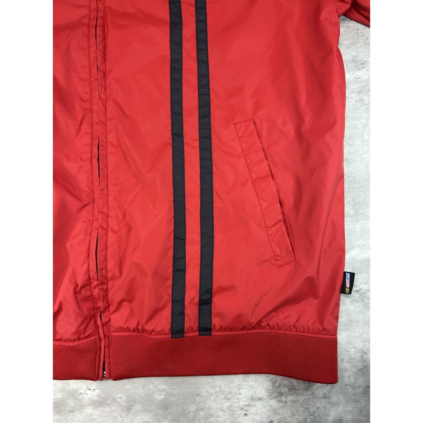 Vintage 90s Nascar Racing Nylon Full Zip Windbreaker Jacket Size Large Red