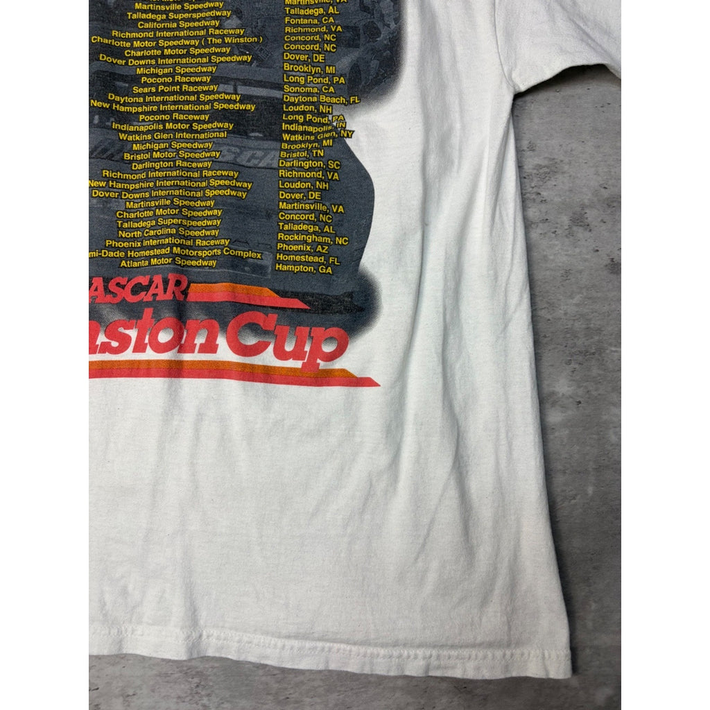 Vintage 1999 Nascar Winston Cup Tour Racing Schedule Graphic T-Shirt Size XL