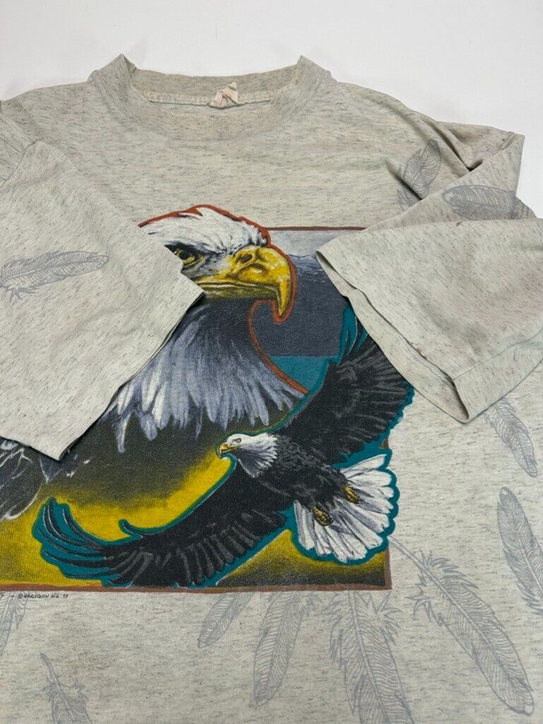 Vintage 1993 African Lion Safari Bald Eagle Nature Graphic T-Shirt Size XL 90s