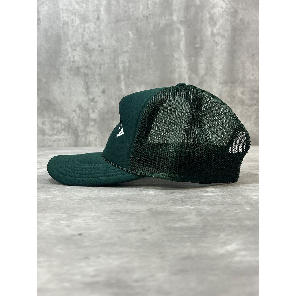 Ashville Upside Down Embroidered Spellout Trucker Snapback Hat OSFA Green