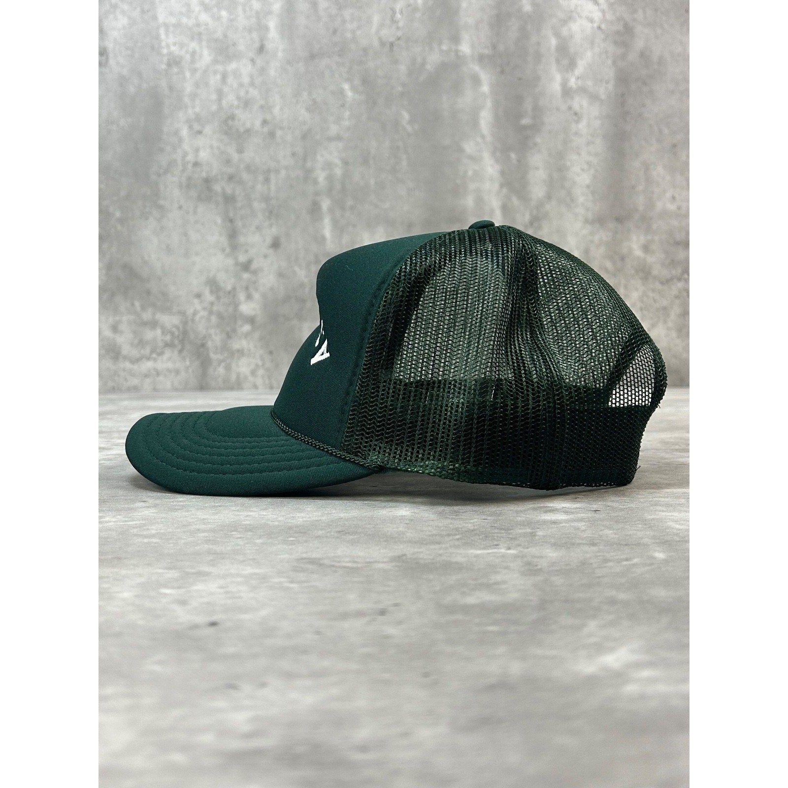 Ashville Upside Down Embroidered Spellout Trucker Snapback Hat OSFA Green