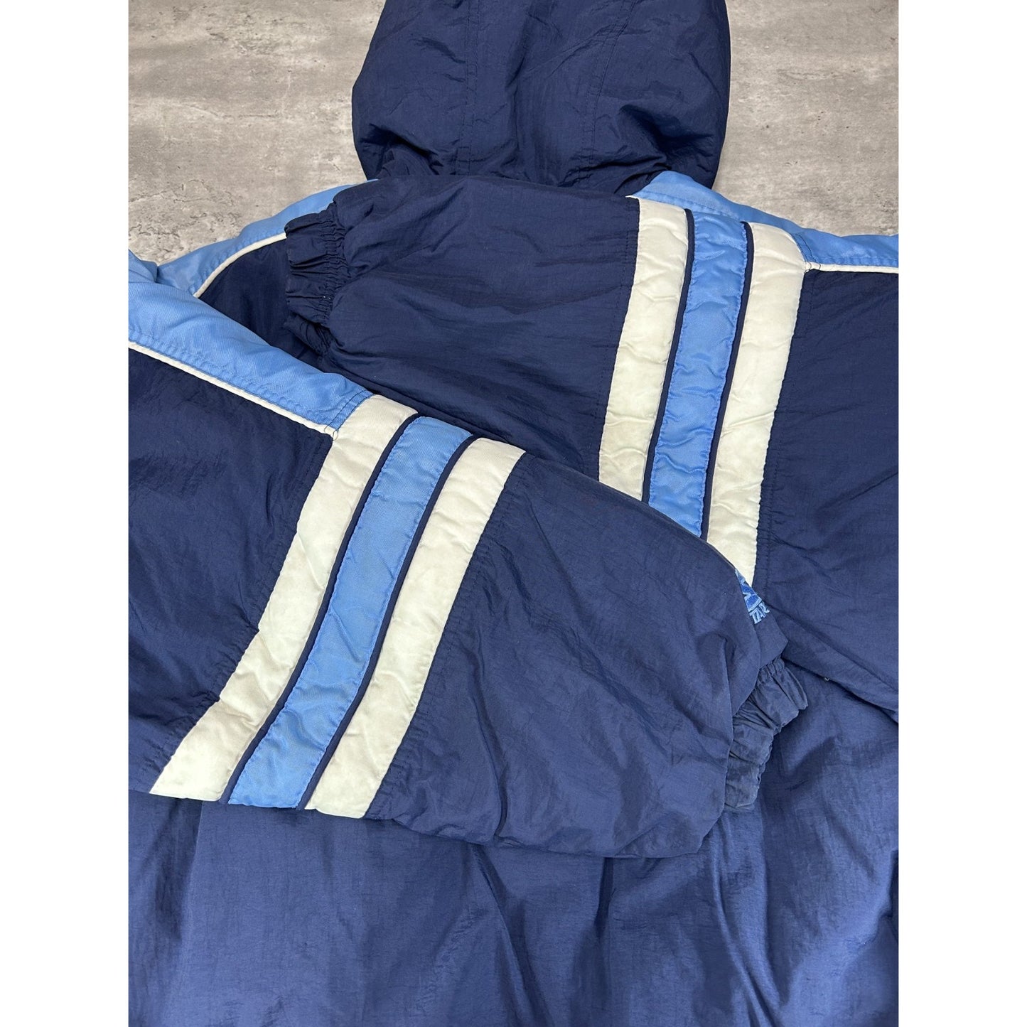 Vintage 90s UNC Tarheels NCAA Insulated Full Zip Hooded Starter Jacket Size 2XL