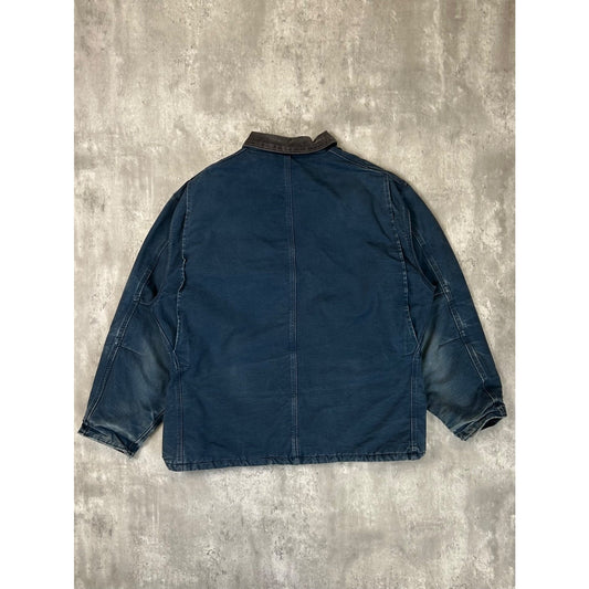 Vintage Carhartt Canvas Workwear Quilted Lined Arctic Jacket Size 2XL Blue