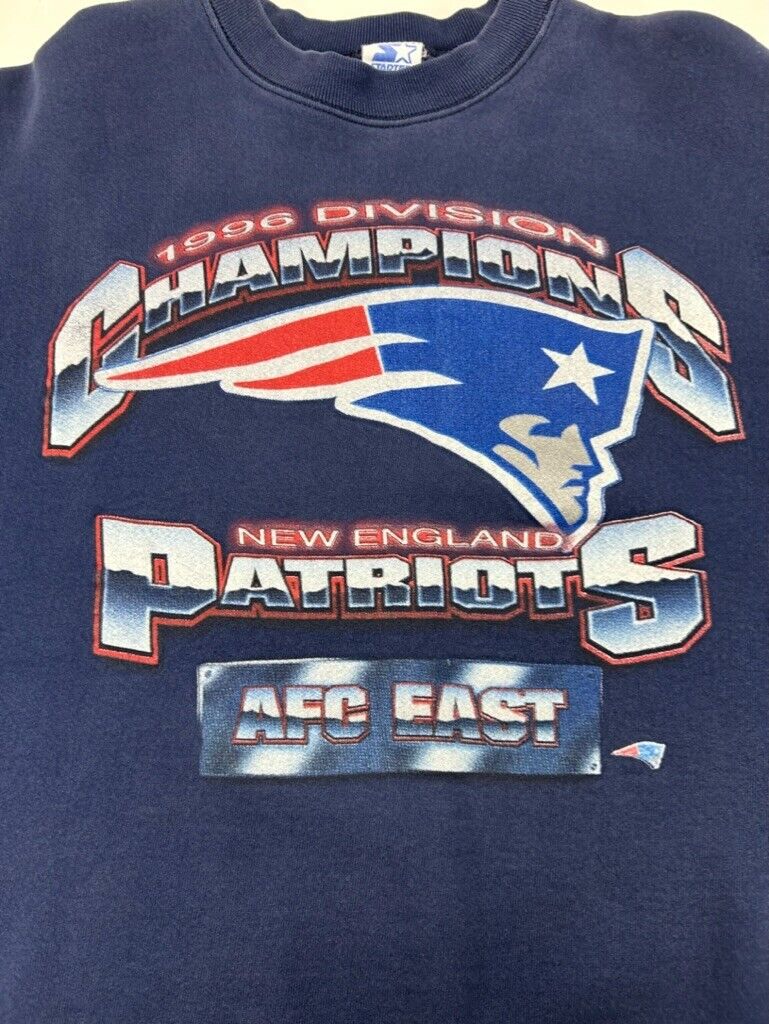 VTG 1996 New England Patriots NFL AFC Division Champs Starter Sweatshirt Sz L