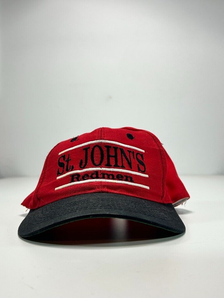 Vintage 90s St johns University NCAA Embroidered Spell Out Snapback Hat OSFA Red