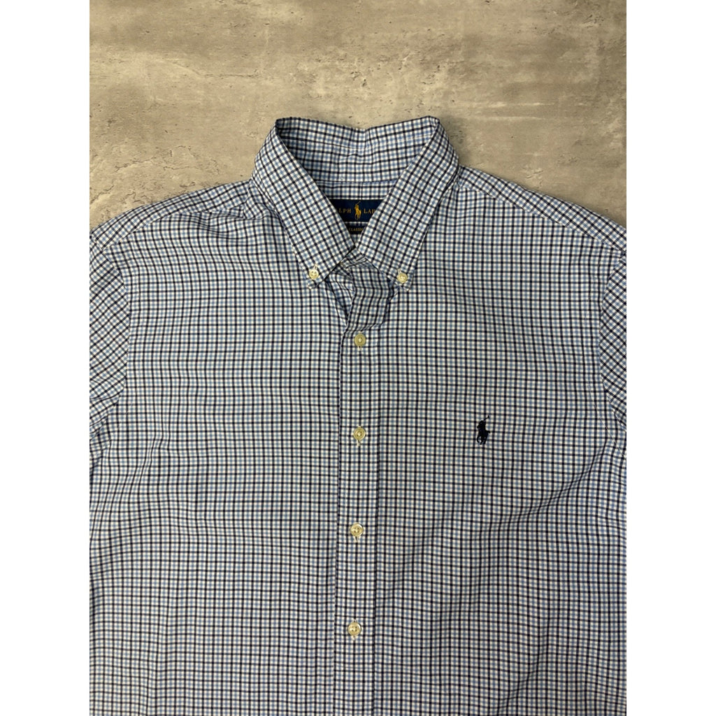 Vintage Polo Ralph Lauren Embroidered Pony Plaid Button Up Shirt Size Large