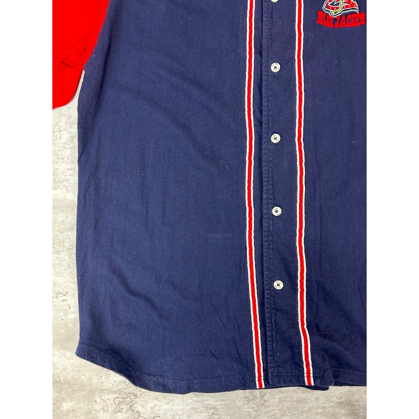 Vintage Columbus Blue Jackets NHL Embroidered Logo Baseball Jersey Size Large