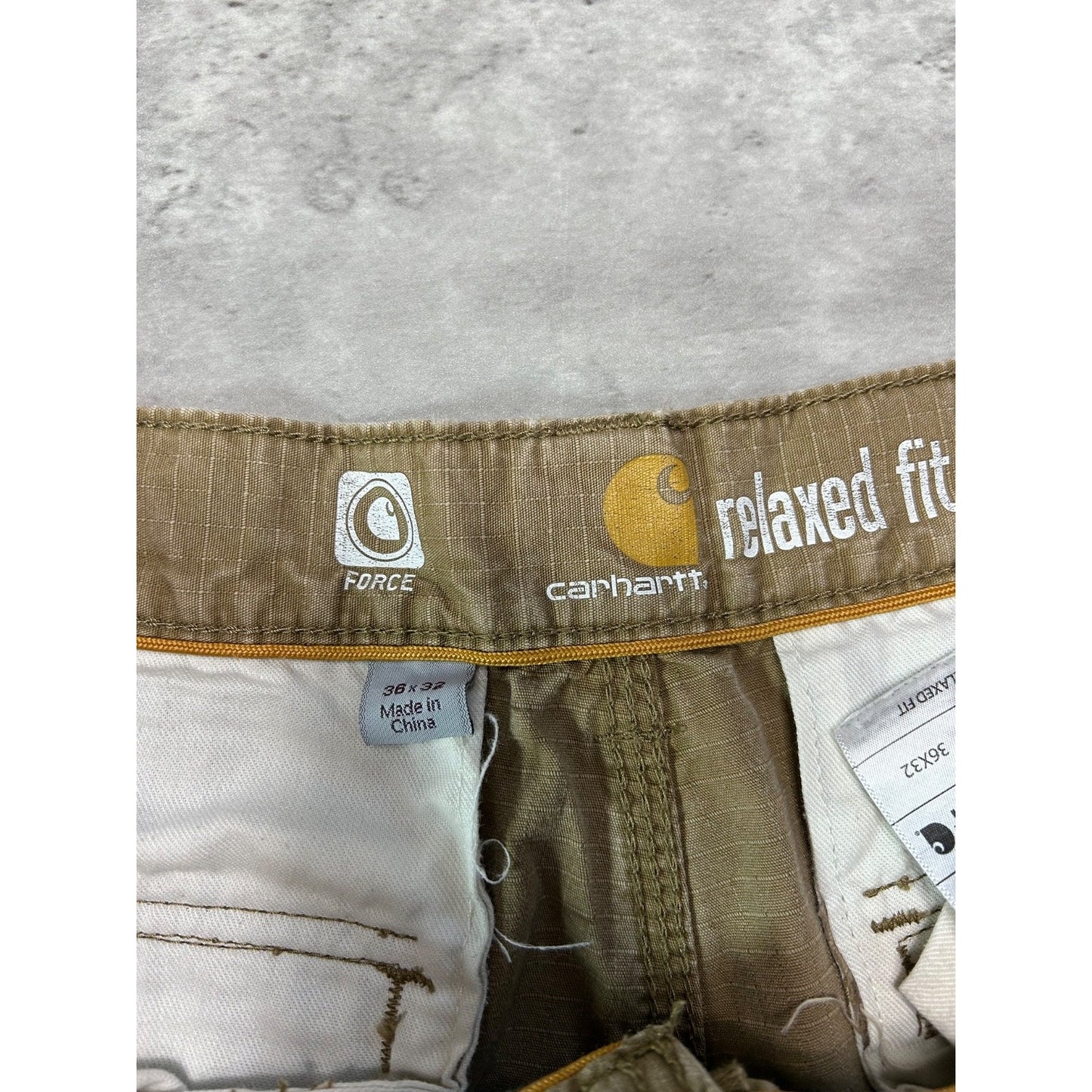 Carhartt Relaxed Fit Ripstop Canvas Workwear Cargo Pants Size 35 Beige