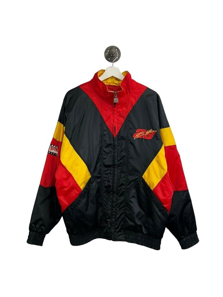 Vintage 90s Ernie Irvan #28 Nascar Embroidered Full Zip Jacket Size Medium