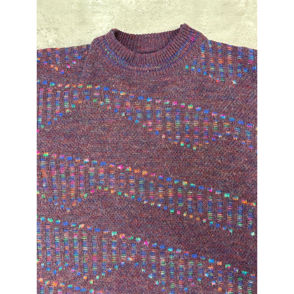 Vintage 90s Slanted Striped Tonal Pullover Knit Sweater Size Large