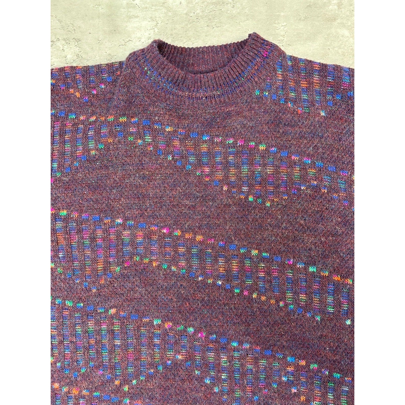 Vintage 90s Slanted Striped Tonal Pullover Knit Sweater Size Large