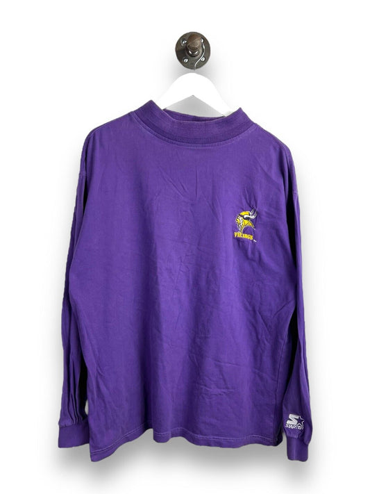 Vintage 90s Minnesota Vikings NFL Starter Mock Neck Long Sleeve T-Shirt Sz Large