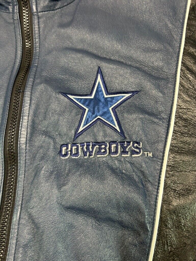 Vintage 1994 Dallas Cowboys NFL Full Zip Insulated Leather Jacket Size XL