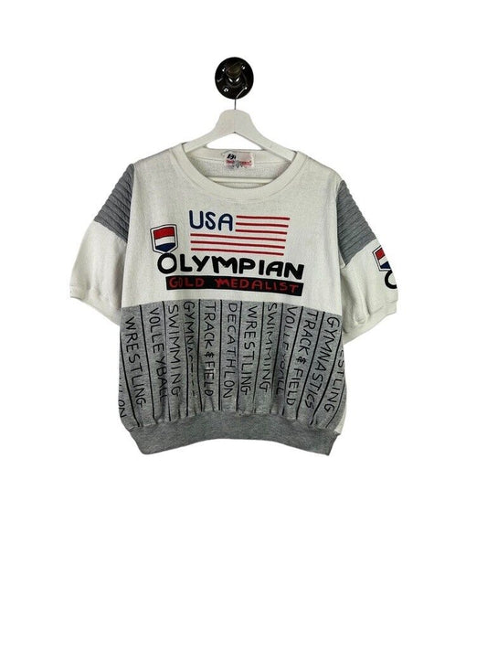 Vintage 80s USA Olympian Gold Medalist Graphic Short Sleeve Sweatshirt Sz Large