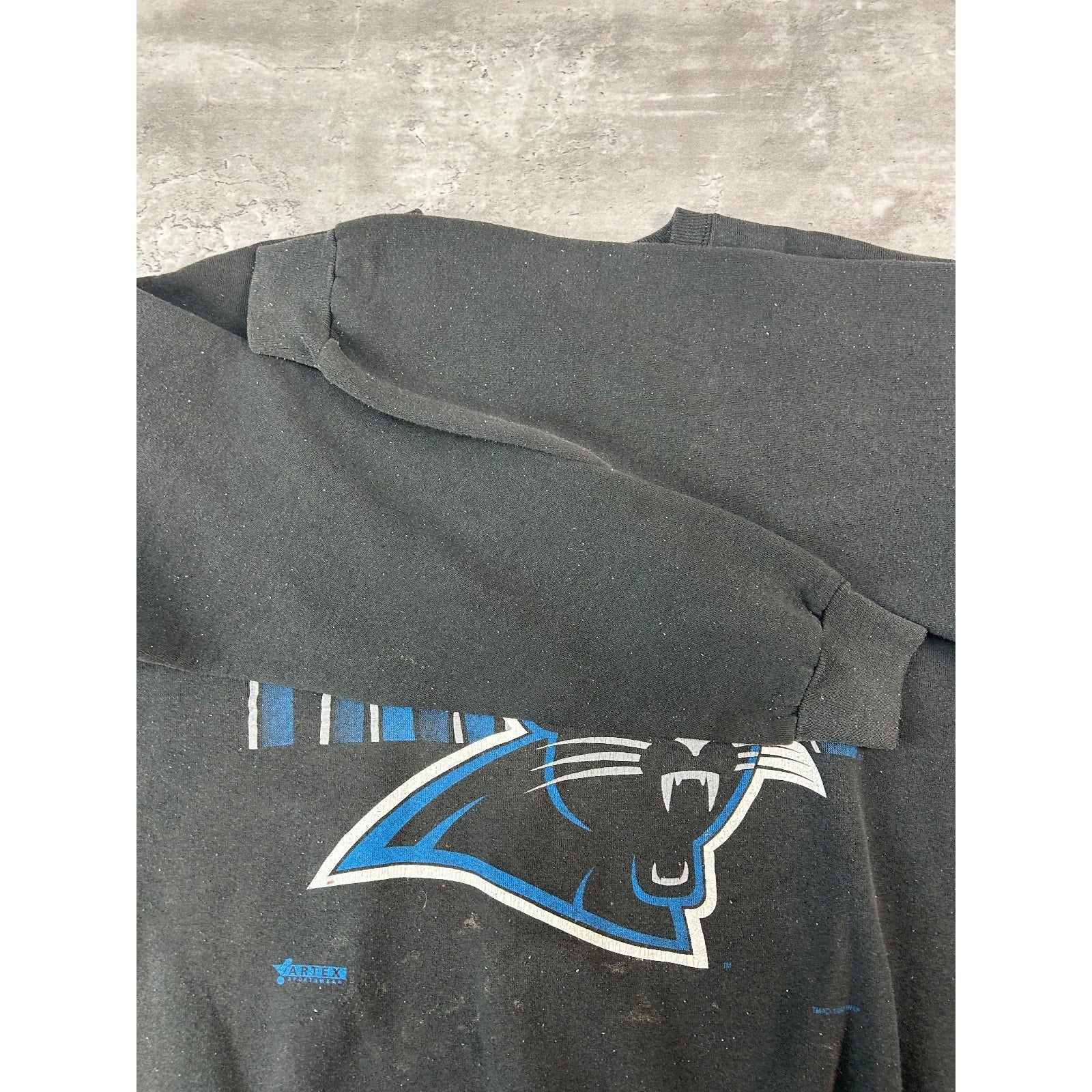 Vintage 1993 Carolina Panthers NFL Spellout Logo Graphic Sweatshirt Size Large