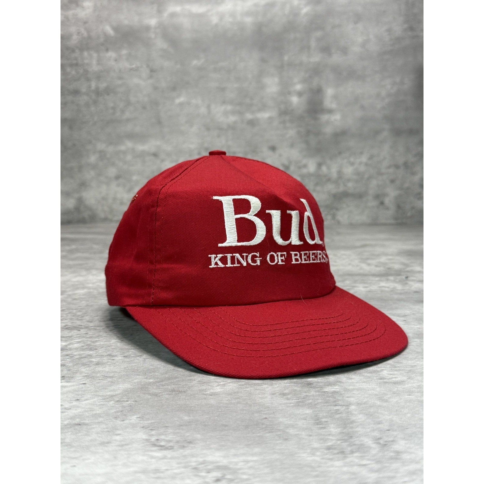 Vintage 80s Budweiser King Of Beers Embroidered Trucker Snapback Hat OSFA