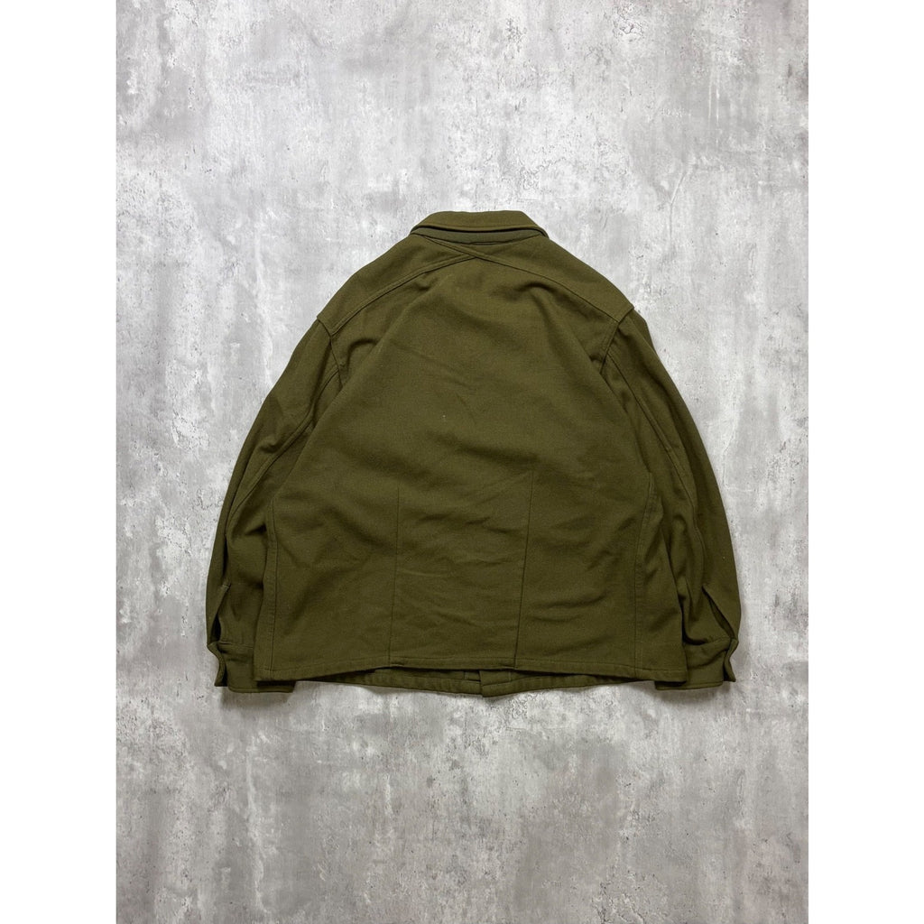 Vintage 1950s US Army OG 107 Patched Wool Field Button Up Shirt Size 2XL