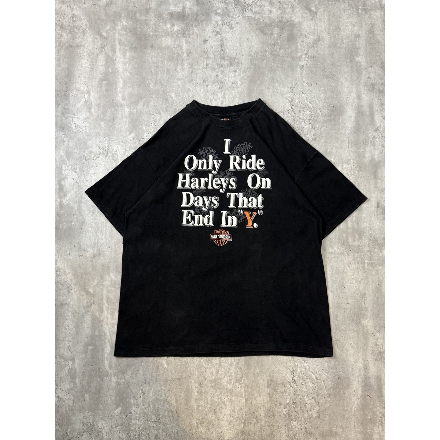 Vintage 90s Harley Davidson I Only Ride On Days That End In Y T-Shirt Size XXL