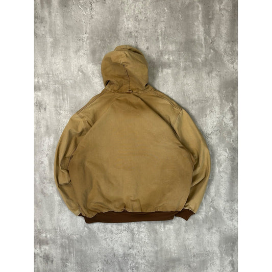 Vintage Carhartt Canvas Workwear Thermal Lined Hooded Bomber Jacket Size 2XL