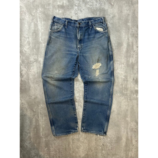Vintage Dickies Medium Wash Denim Workwear Carpenter Pants Size 38 Blue