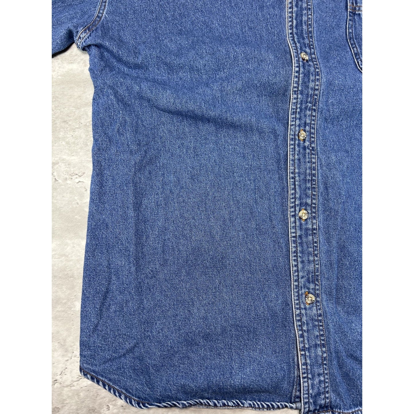 VTG 90s Disney Seven Dwarves Dark Wash Denim Long Sleeve Button Up Shirt Large