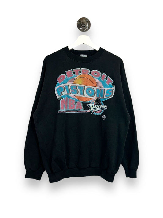 Vintage 90s Detroit Pistons NBA Big Graphic Crewneck Logo 7 Sweatshirt Sz Large