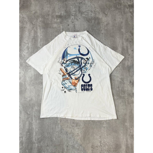 Vintage 90s Indianapolis Colts NFL Helmet Graphic Football T-Shirt Size XL