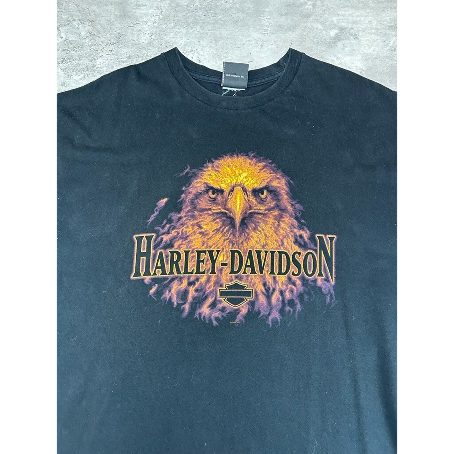 Harley Davidson Motorcycles Flaming Bald Eagle Graphic T-shirt Size XL Black