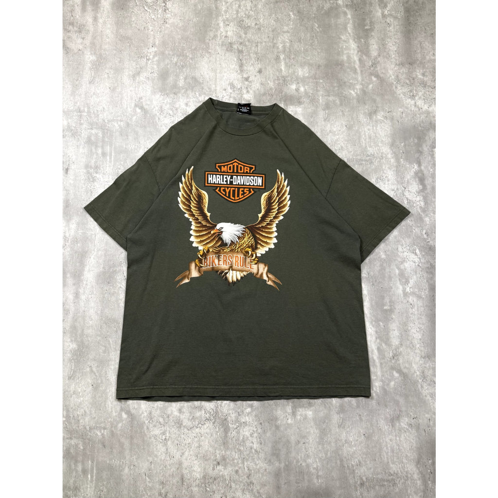 Vintage 2000 Harley Davidson Eagle Graphic Bikers Rule T-Shirt Size 2XL